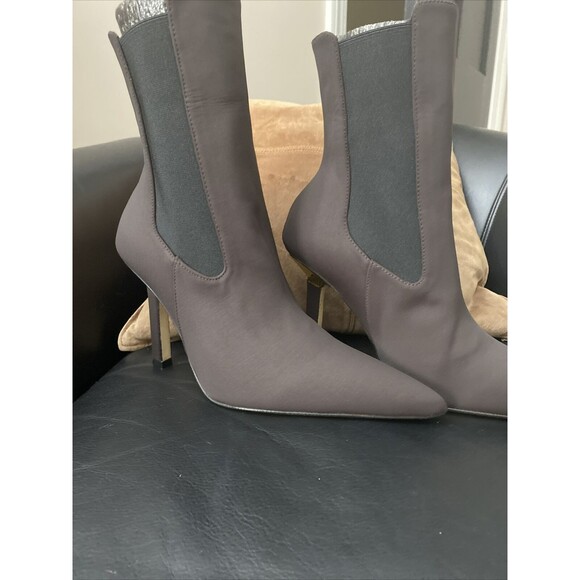 Good American High Kickstand Bootie Pull Up Neoprene Chocolate Brown~Size 7 - Picture 2 of 7